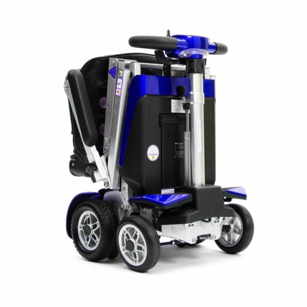 Drive AutoFold Elite automatic folding mobility scooter in blue, folded